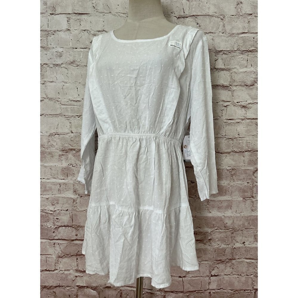 Time And Tru Womens Maternity Popover Top White Swiss Dot Size M ( 8-10) NEW
